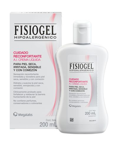 fisiogel, fisiogel hipoalergenico, fisiogel cuidado reconfortante crema liquida, fisiogel piel seca, fisiogel